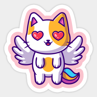 Cute Cat Unicorn Flying Cartoon Sticker